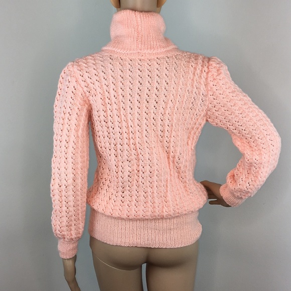 Vintage Turtleneck Tangerine Mohair Sweater - Picture 4 of 4
